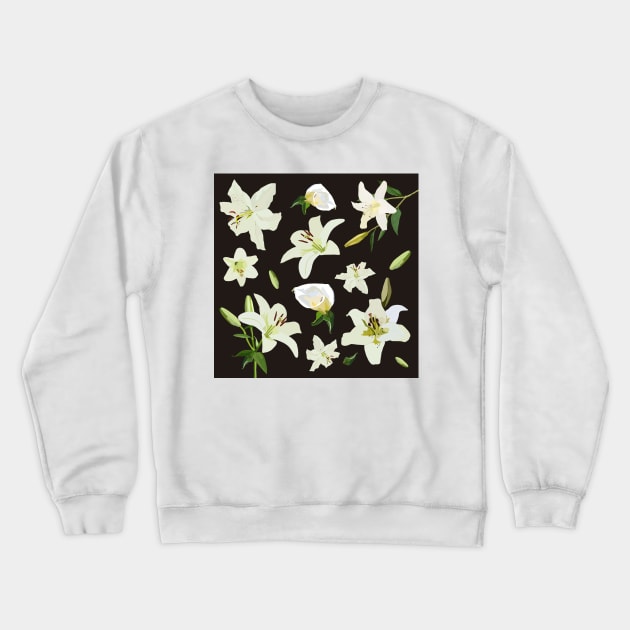 Black and White lily flowers Crewneck Sweatshirt by smoochugs